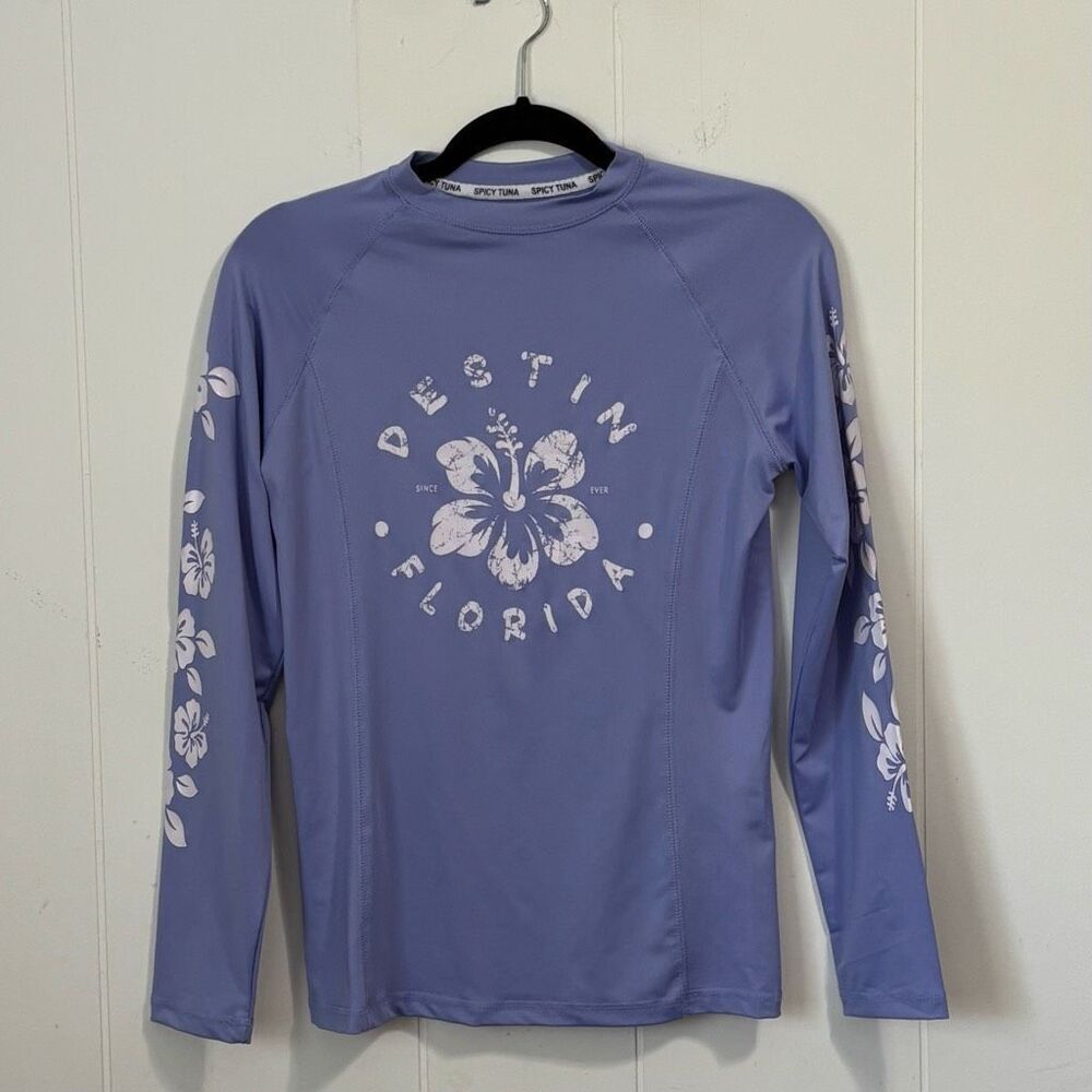Spicy Tuna Destin Florida Lavender Rash Guard Top XL beach swim coastal‎